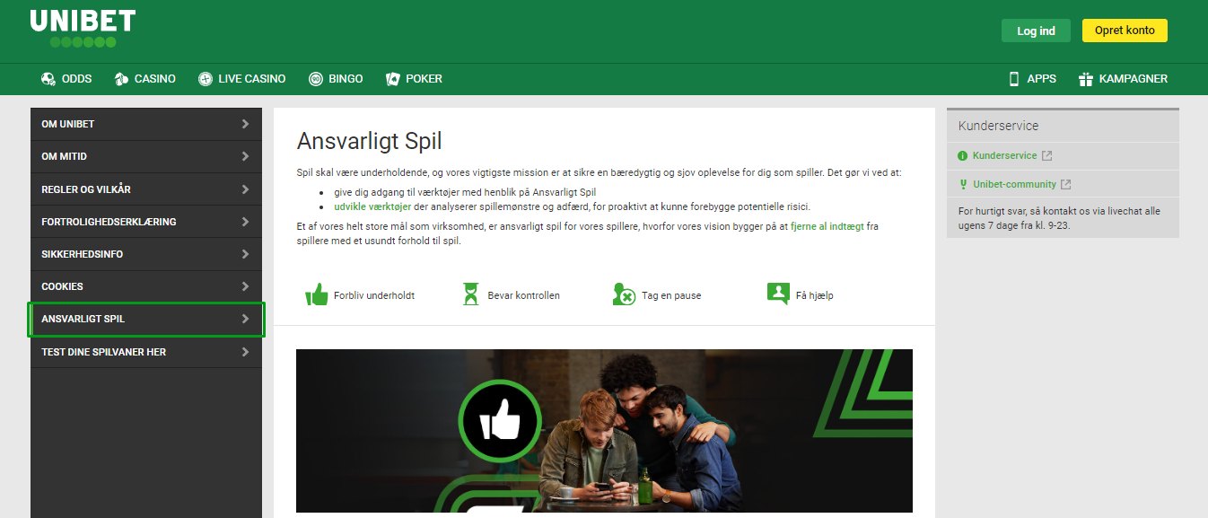 Unibet Responsible gaming
