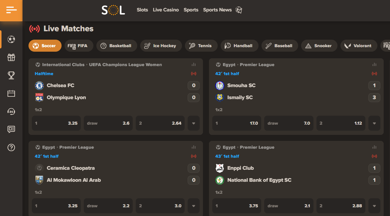 Livebetting platformen på Sol 