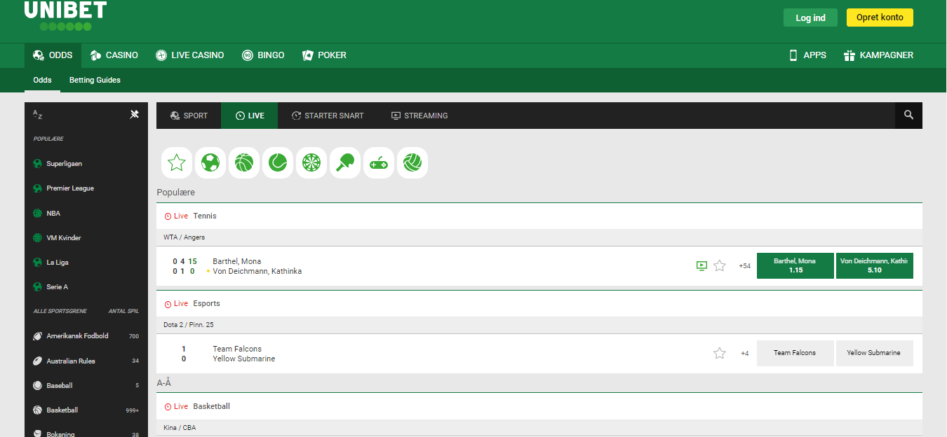 Unibet Live Betting