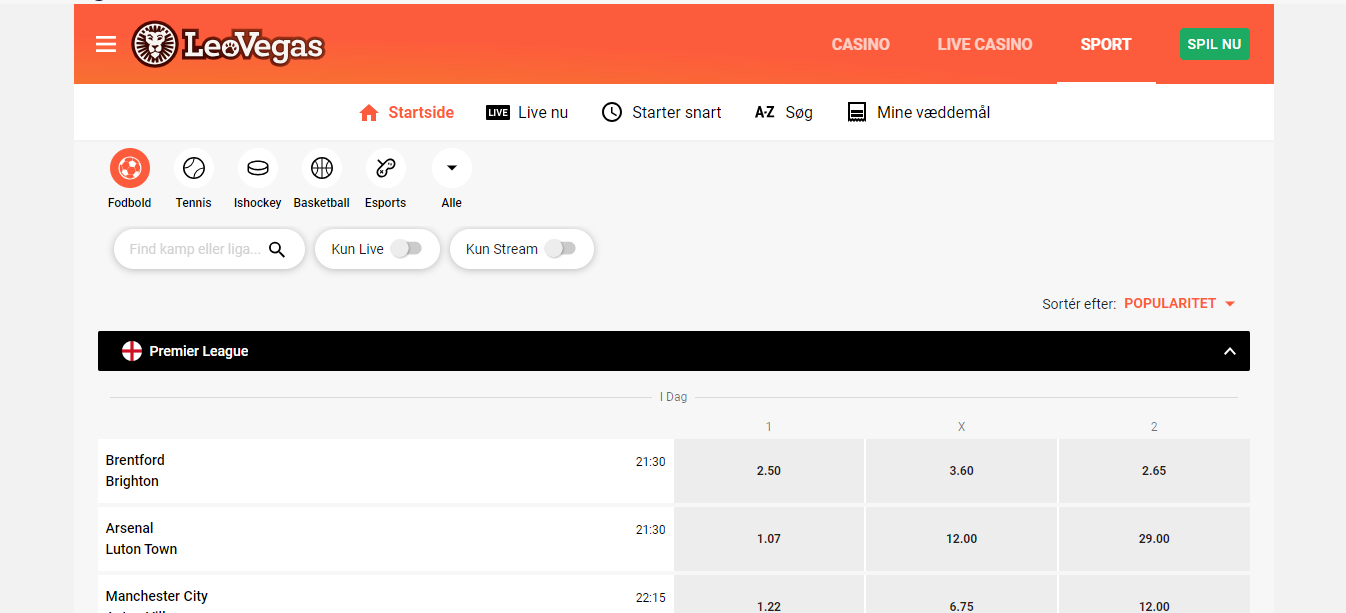 LeoVegas Sport Betting