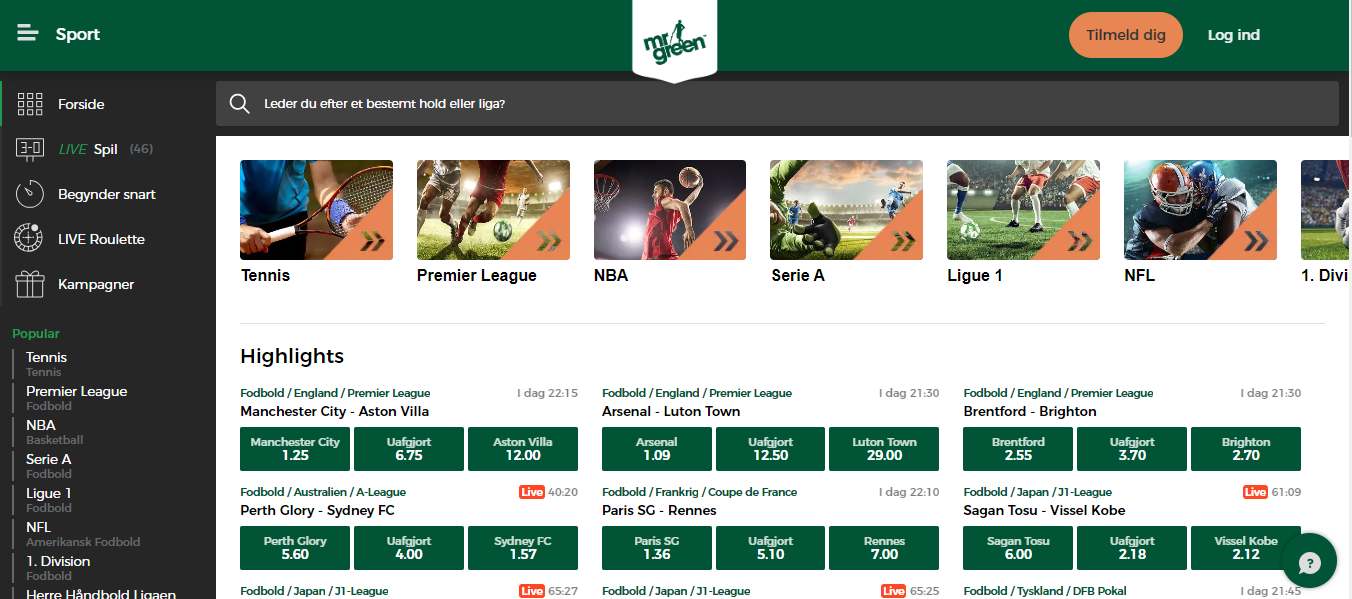 Mr.Green Sport Betting