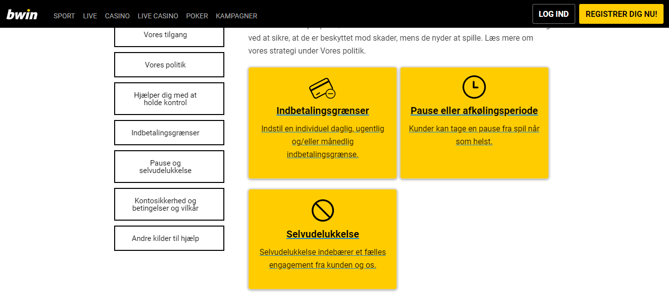 Bwin Responsible gaming, betbrothers.dk