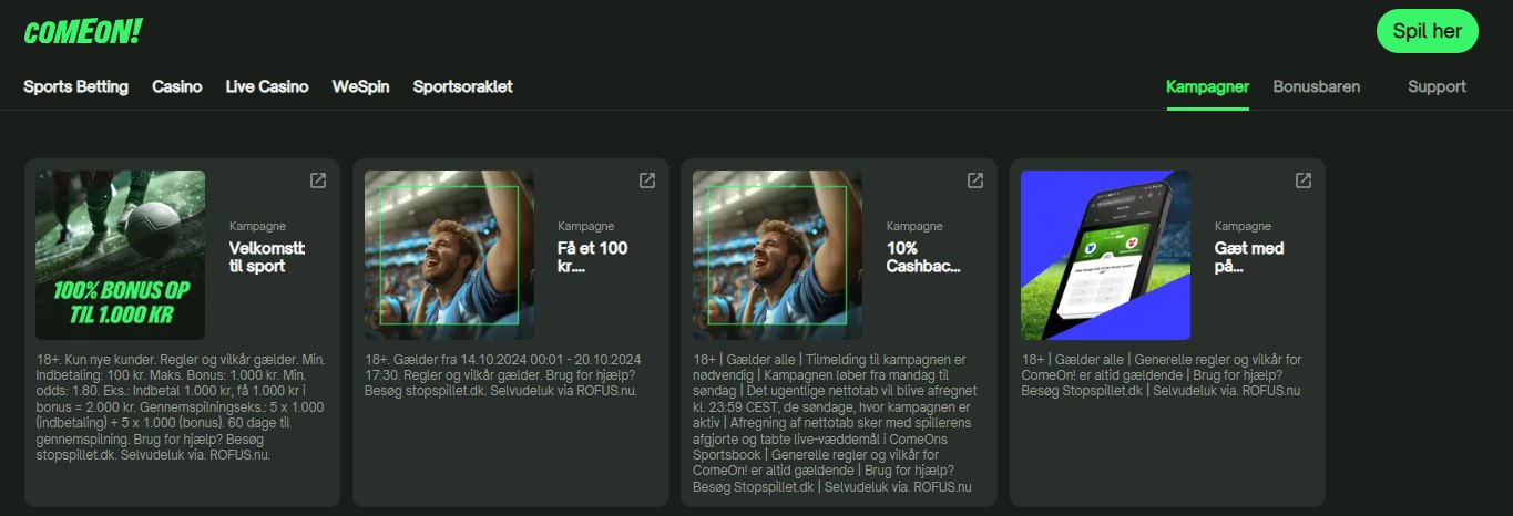 ComeOn Bonuses