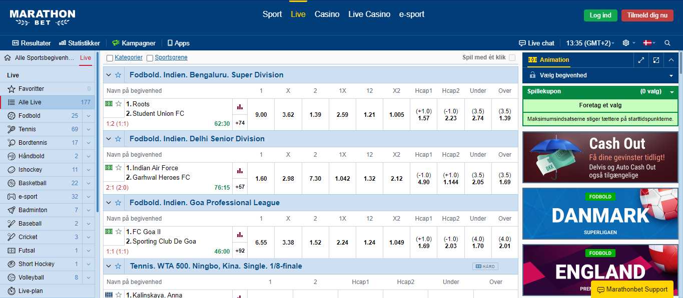 Marathonbet Bookmaker Live Sport Betting