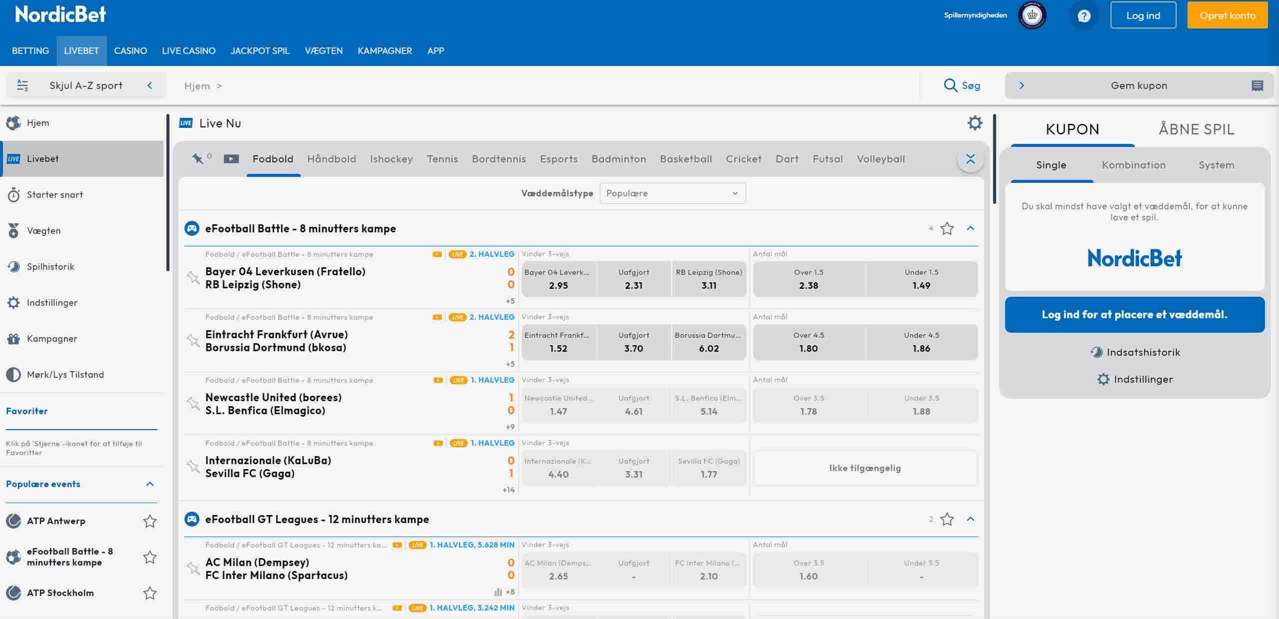Nordicbet livebet bettingsider