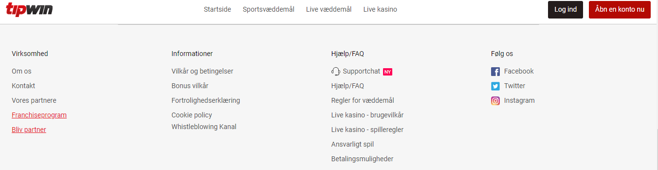 TipWin Customer support, betbrothers.dk