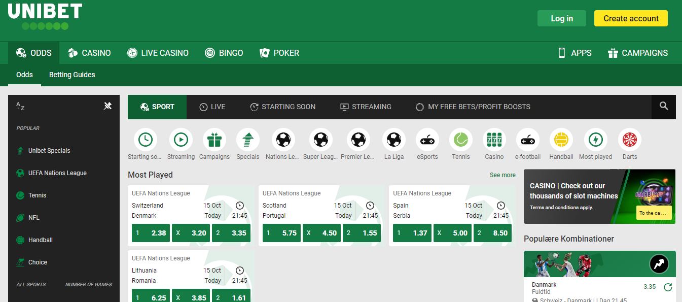 Unibet Bookmaker Sport Betting