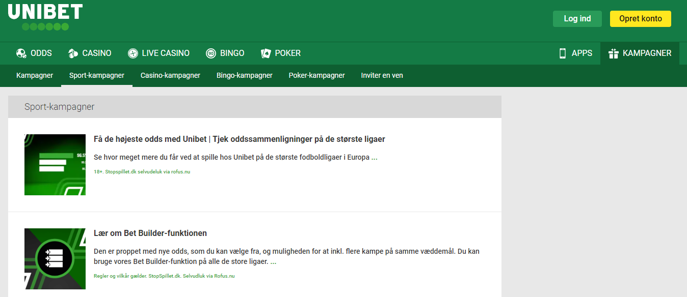 Unibet Bookmaker Sport Bonuses