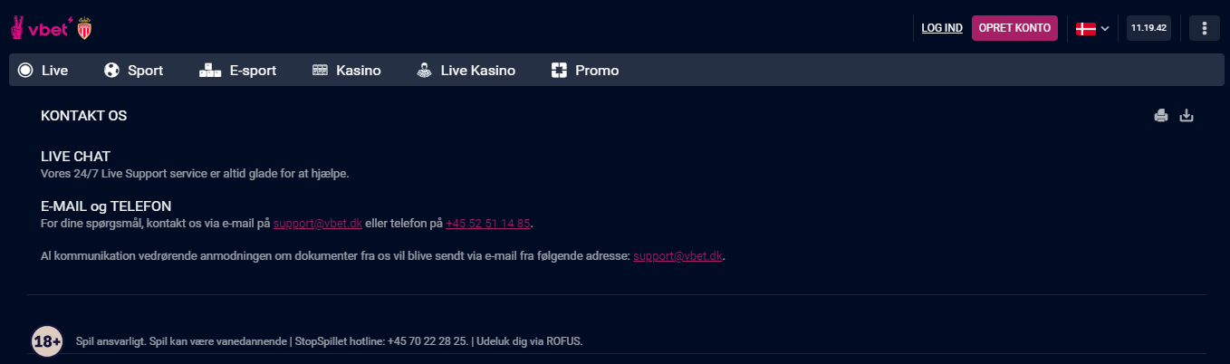 Vbet Kundesupport