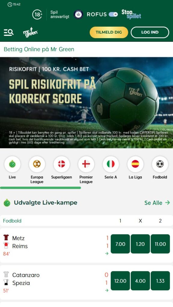 Sportsbetting hos MrGreen