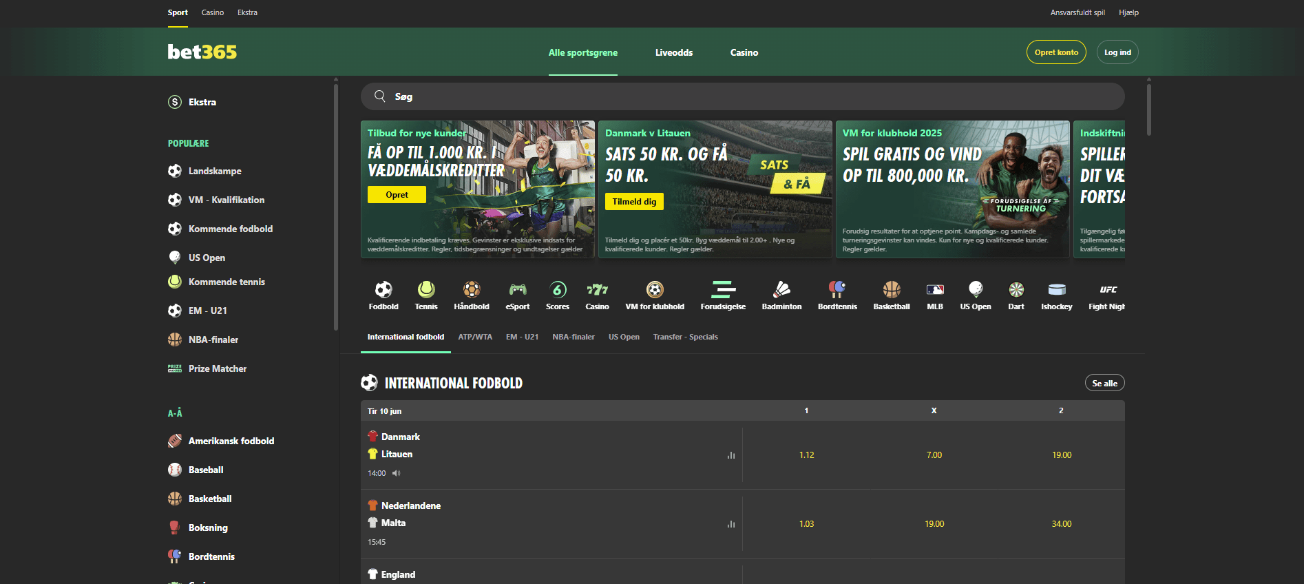 Bet365 betting in Denmark 