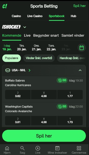 Comeon Denmark ishockey væddemål