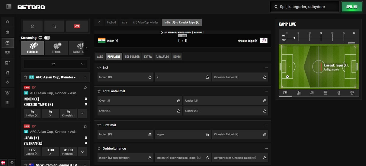 Betoro Live væddemål Danmark